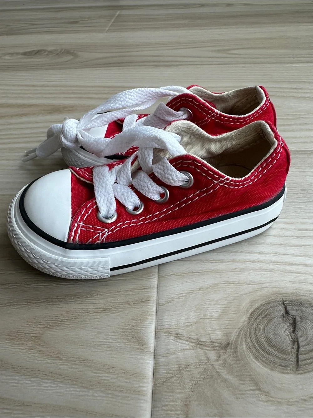 Converse Red Canvas Low-Top Sneakers with White Laces